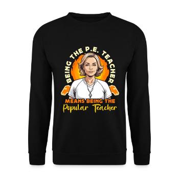 Instructeur d’éducation physique : être l’entraîneur de gym de l’enseignant d’éducation physique - Sweat-shirt Unisexe - noir - Devant - Alina (178cm) & Michal (187cm)