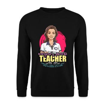 P.E Instructor Everyone's Favorite Gym Instructor - Unisex Pullover - Schwarz - Vorne - Alina (178cm) & Michal (187cm)