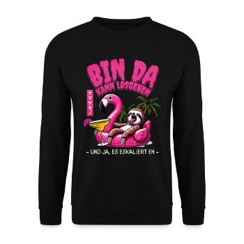 Flamingo 'Bin da kann los' Girls' Night Out Design - Unisex Sweatshirt - black - Front - Alina (178cm) & Michal (187cm)