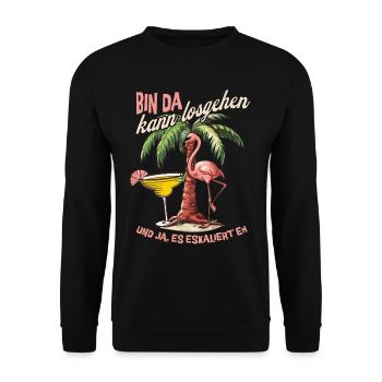 Party Design Flamingo 'I'm Here You Can Go' - Unisex Sweatshirt - black - Front - Alina (178cm) & Michal (187cm)
