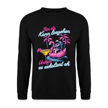 Women Funny 'I'm Here You Can Go' Flamingo - Unisex Sweatshirt - black - Front - Alina (178cm) & Michal (187cm)