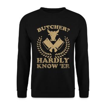 Metzger Fleischer Metzgerei Fleischerei - Unisex Pullover - Schwarz - Vorne - Alina (178cm) & Michal (187cm)