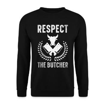 Metzger Fleischer Metzgerei Fleischerei - Unisex Pullover - Schwarz - Vorne - Alina (178cm) & Michal (187cm)