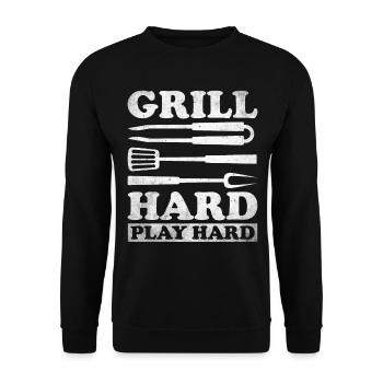 Grilling Barbecue Grill Party Grill Professional BBQ - Unisex Sweatshirt - black - Front - Alina (178cm) & Michal (187cm)