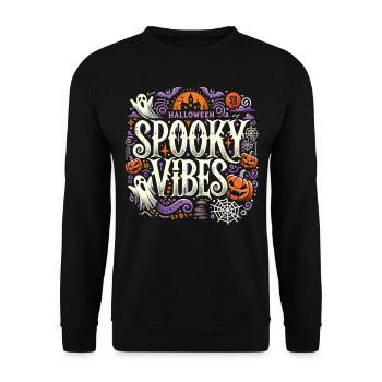 Halloween T-Shirt "Spooky Vibes" - Colorful - Unisex Sweatshirt - black - Front - Alina (178cm) & Michal (187cm)