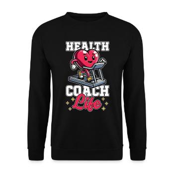 Health Coach Life Fitness Trainer Workout Lover - Unisex Sweatshirt - black - Front - Alina (178cm) & Michal (187cm)