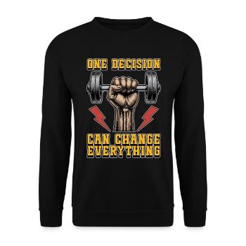 Health Coach One Decision Can Change Fitness Coach - Unisex Sweatshirt - black - Front - Alina (178cm) & Michal (187cm)
