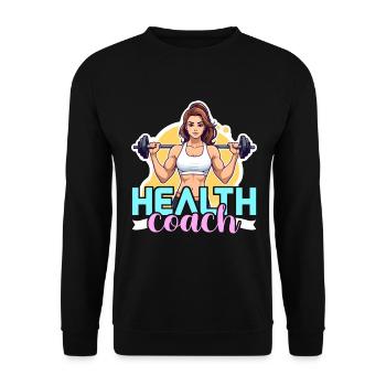 Health Coach Fitness Trainer Gym Teacher Workout - Unisex Sweatshirt - black - Front - Alina (178cm) & Michal (187cm)