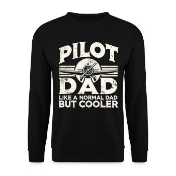 Pilot & Vater, Flugzeug, Flieger, Flugschule - Unisex Pullover - Schwarz - Vorne - Alina (178cm) & Michal (187cm)