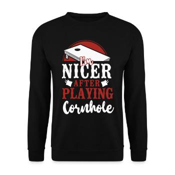 Cornhole Team Bean Bag Player - Unisex Pullover - Schwarz - Vorne - Alina (178cm) & Michal (187cm)
