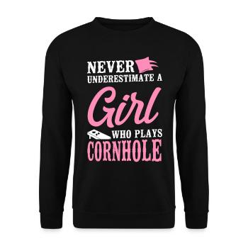 Cornhole Team Bean Bag Player - Unisex Sweatshirt - black - Front - Alina (178cm) & Michal (187cm)