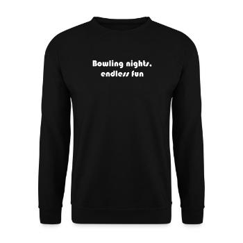 Bowling - Bowling nights, endless fun - Unisex Pullover - Schwarz - Vorne - Alina (178cm) & Michal (187cm)
