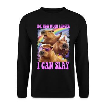 capybara funny meme shirt - Unisex Sweatshirt - black - Front - Alina (178cm) & Michal (187cm)