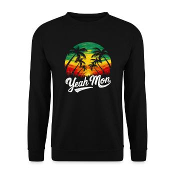 Yeah Mon Jamaican Vintage Jamaica Reggae Vacation - Unisex Sweatshirt - black - Front - Alina (178cm) & Michal (187cm)