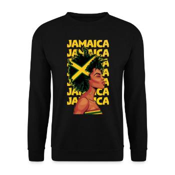 Jamaikanische Schwarze Frau Jamaika Afro Haar Flagge Mädchen - Unisex Pullover - Schwarz - Vorne - Alina (178cm) & Michal (187cm)
