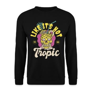 Retro Tropic Like It's Hot Pineapple Skull Summer - Unisex Sweatshirt - black - Front - Alina (178cm) & Michal (187cm)