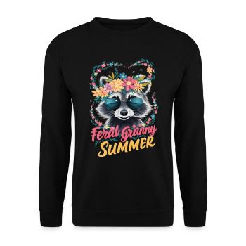 Wildheit Oma Sommer Oma Großmutter Frauen 2024 - Unisex Pullover - Schwarz - Vorne - Alina (178cm) & Michal (187cm)
