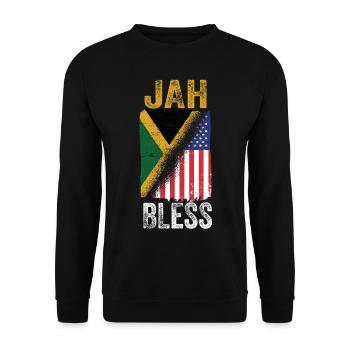 Jah Bless Drapeau américain Reggae Jamaica Roots - Sweat-shirt Unisexe - noir - Devant - Alina (178cm) & Michal (187cm)