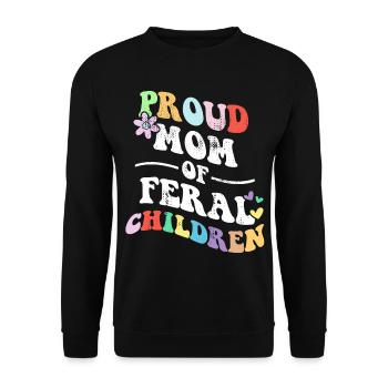 Retro Groovy Proud Mother Of Feral Children Funny - Unisex Sweatshirt - black - Front - Alina (178cm) & Michal (187cm)