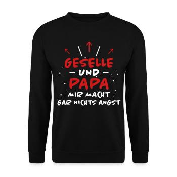 Geselle Spruch Lustiges Gesellenprüfung Geschenk - Unisex Pullover - Schwarz - Vorne - Alina (178cm) & Michal (187cm)