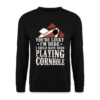 Joueur de sac de haricots de l’équipe Cornhole - Sweat-shirt Unisexe - noir - Devant - Alina (178cm) & Michal (187cm)