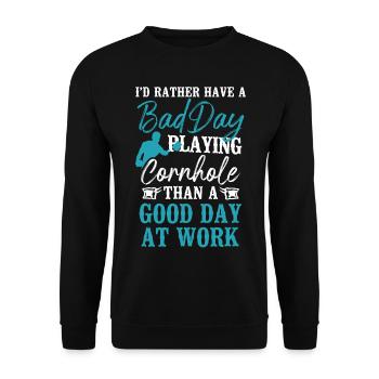 Cornhole Team Bean Bag Player - Unisex Sweatshirt - black - Front - Alina (178cm) & Michal (187cm)
