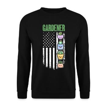 Gardener US Flag - Hobby Gardener - Unisex Pullover - Schwarz - Vorne - Alina (178cm) & Michal (187cm)
