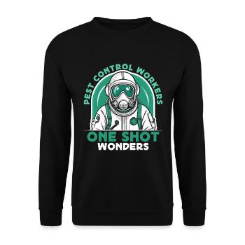 Pest Control Workers One Shot Insect Solutions - Unisex Pullover - Schwarz - Vorne - Alina (178cm) & Michal (187cm)