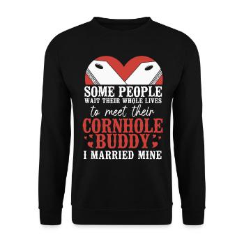 Cornhole Team Bean Bag Player - Unisex Pullover - Schwarz - Vorne - Alina (178cm) & Michal (187cm)