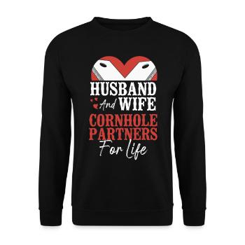 Cornhole Team Bean Bag Player - Unisex Pullover - Schwarz - Vorne - Alina (178cm) & Michal (187cm)