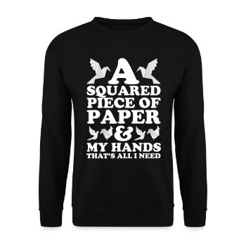 Origami Master Papier Falten Papierkranich Japan - Unisex Pullover - Schwarz - Vorne - Alina (178cm) & Michal (187cm)