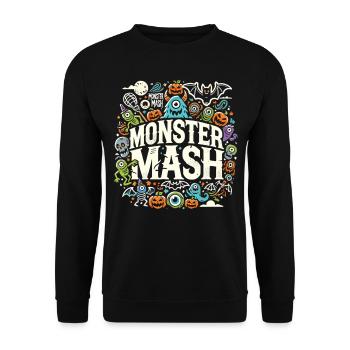 "Monster Mash" Halloween für Kider und Erwachsene - Unisex Pullover - Schwarz - Vorne - Alina (178cm) & Michal (187cm)
