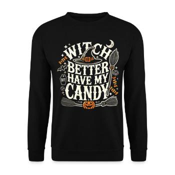 Halloween Shirt "Witch Better Have My Candy" - Unisex Sweatshirt - black - Front - Alina (178cm) & Michal (187cm)