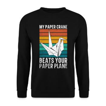 Origami Master Papier Falten Papierkranich Japan - Unisex Pullover - Schwarz - Vorne - Alina (178cm) & Michal (187cm)