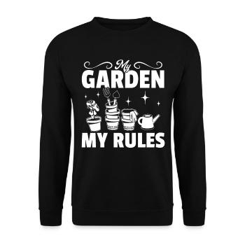 Funny Gardening Landscaping - My Garden my rules - Unisex Sweatshirt - black - Front - Alina (178cm) & Michal (187cm)