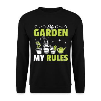 Funny Gardening Hobby Gardener - My Garden my rule - Unisex Sweatshirt - black - Front - Alina (178cm) & Michal (187cm)