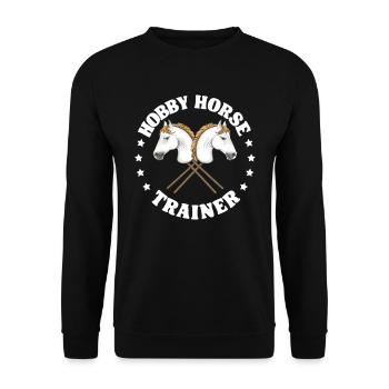 Hobby Reittrainer Lustiges Hobby Horsing - Unisex Pullover - Schwarz - Vorne - Alina (178cm) & Michal (187cm)