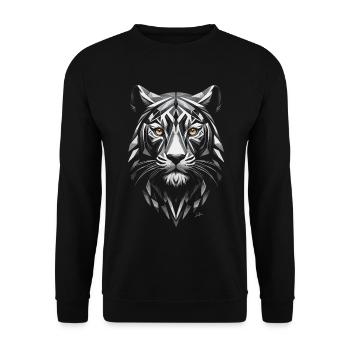 Wild - Geometrischer Panther - Unisex Pullover - Schwarz - Vorne - Alina (178cm) & Michal (187cm)