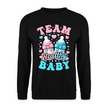Geschlechtsenthüllung, Gender Reveal - Unisex Sweatshirt - black - Front - Alina (178cm) & Michal (187cm)