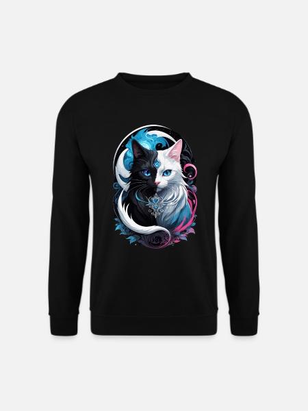 Yin and yang fantasy cat - Unisex Sweatshirt - black