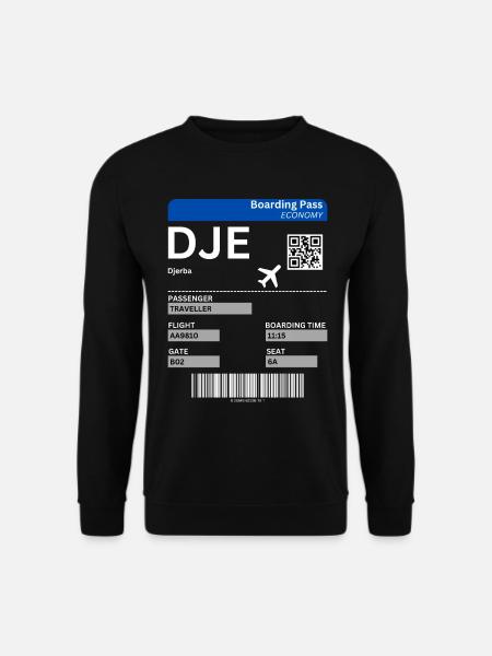 Djerba Boarding Pass Urlaub Tunesien Idee - Unisex Pullover - Schwarz