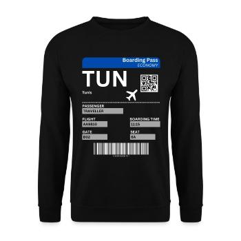 Tunis Boarding Pass Holiday Tunisia Idea - Unisex Sweatshirt - black - Front - Alina (178cm) & Michal (187cm)