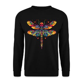Libelle Dragonfly Bunte Flügel Süße Libellen - Unisex Pullover - Schwarz - Vorne - Alina (178cm) & Michal (187cm)