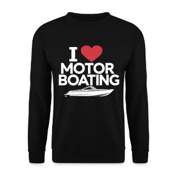 Boistier J’aime le bateau à moteur Drôle Hors-bord Hommes - Sweat-shirt Unisexe - noir - Devant - Alina (178cm) & Michal (187cm)
