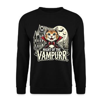 Vampire Cat Halloween T-Shirt - Unisex Sweatshirt - black - Front - Alina (178cm) & Michal (187cm)