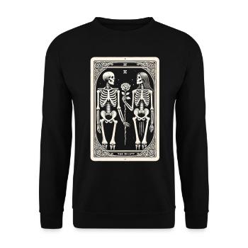 T-shirt squelette de tarot pour les fans d’Halloween - Sweat-shirt Unisexe - noir - Devant - Alina (178cm) & Michal (187cm)