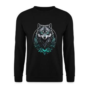 Forest Arctic Wolf - Unisex Sweatshirt - black - Front - Alina (178cm) & Michal (187cm)