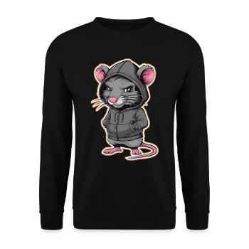 Cool Rat in a Stylish Hoodie - Funny Animals - Unisex Sweatshirt - black - Front - Alina (178cm) & Michal (187cm)