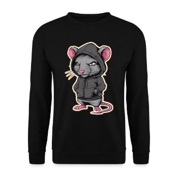 Cool Rat in a Stylish Hoodie - Funny Animals - Unisex Sweatshirt - black - Front - Alina (178cm) & Michal (187cm)