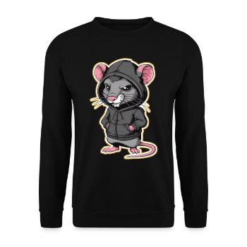 Cool Rat in a Stylish Hoodie - Funny Animals - Unisex Sweatshirt - black - Front - Alina (178cm) & Michal (187cm)